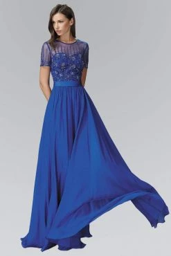 Elizabeth K - GL2042 Beaded Jewel Neck A-Line Gown 8 Elizabeth K - GL2042 Beaded Jewel Neck A-Line Gown