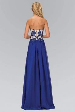 Elizabeth K - GL2050 Strapless Beaded Floral Applique Gown 8 Elizabeth K - GL2050 Strapless Beaded Floral Applique Gown