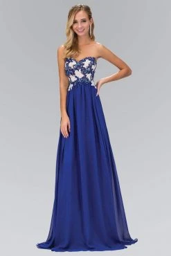 Elizabeth K - GL2050 Strapless Beaded Floral Applique Gown 7 Elizabeth K - GL2050 Strapless Beaded Floral Applique Gown