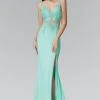 Formal Gowns Elizabeth K - GL2052 Sheer Lace Applique Sheath Gown