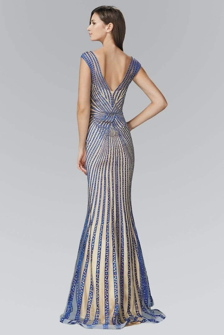 Elizabeth K - GL2053 Radial Beaded Mesh Sheath Gown 6 Elizabeth K - GL2053 Radial Beaded Mesh Sheath Gown