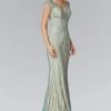 Elizabeth K - GL2053 Radial Beaded Mesh Sheath Gown 2 Elizabeth K - GL2053 Radial Beaded Mesh Sheath Gown