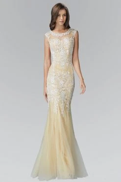 Elizabeth K - GL2054 Laced Bateau Neck Trumpet Gown 6 Elizabeth K - GL2054 Laced Bateau Neck Trumpet Gown