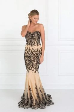 Elizabeth K - GL2055 Laced Sweetheart Mesh Gown Formal Gowns