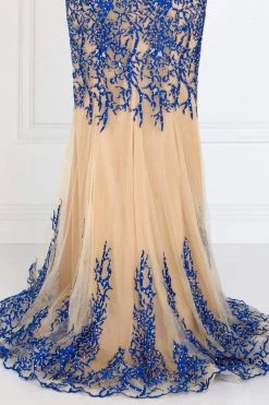 Elizabeth K - GL2055 Laced Sweetheart Mesh Gown Formal Gowns