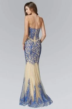 Elizabeth K - GL2055 Laced Sweetheart Mesh Gown Formal Gowns