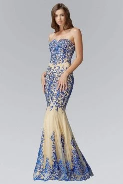 Elizabeth K - GL2055 Laced Sweetheart Mesh Gown Formal Gowns