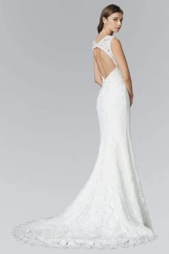 Elizabeth K Bridal Elizabeth K - GL2078 V-neckline With Open Back Lace Trumpet Gown Formal Gowns