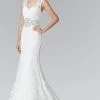 Elizabeth K Bridal Elizabeth K - GL2078 V-neckline With Open Back Lace Trumpet Gown Formal Gowns