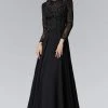 Formal Gowns Elizabeth K - GL2097 Long Sleeve Beaded Chiffon A-line Gown 2 Formal Gowns Elizabeth K - GL2097 Long Sleeve Beaded Chiffon A-line Gown