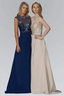Elizabeth K - GL2099 Jewel Illusion Draped Chiffon Gown Formal Gowns 6 Elizabeth K - GL2099 Jewel Illusion Draped Chiffon Gown Formal Gowns