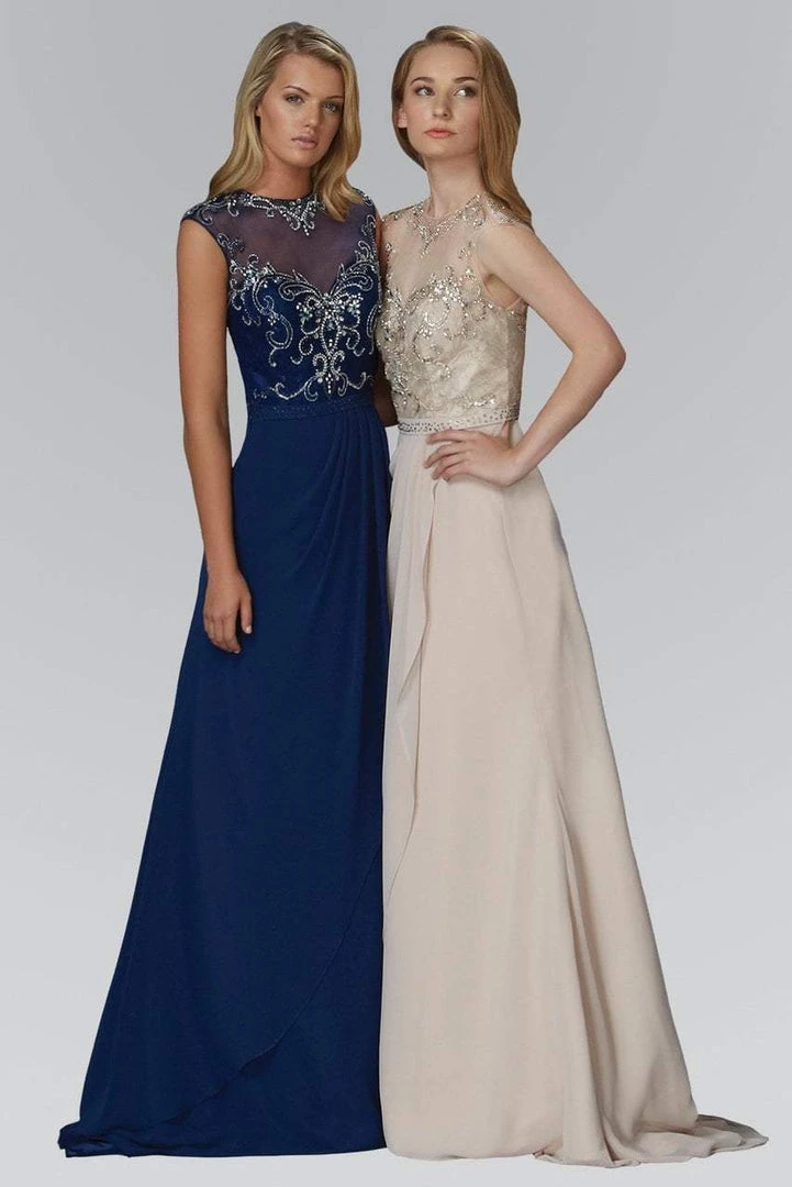 Elizabeth K - GL2099 Jewel Illusion Draped Chiffon Gown Formal Gowns 4 Elizabeth K - GL2099 Jewel Illusion Draped Chiffon Gown Formal Gowns