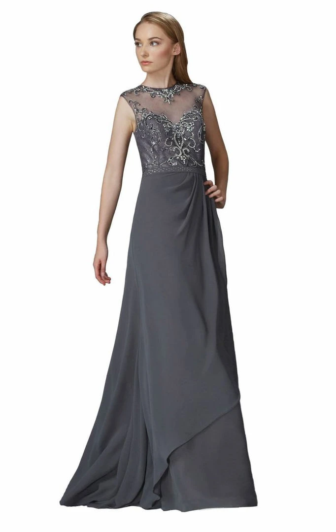 Elizabeth K - GL2099 Jewel Illusion Draped Chiffon Gown Formal Gowns 3 Elizabeth K - GL2099 Jewel Illusion Draped Chiffon Gown Formal Gowns