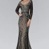 Elizabeth K - GL2102 Embellished Lace With Sheer Long Sleeve Gown Formal Gowns 1 Elizabeth K - GL2102 Embellished Lace With Sheer Long Sleeve Gown Formal Gowns