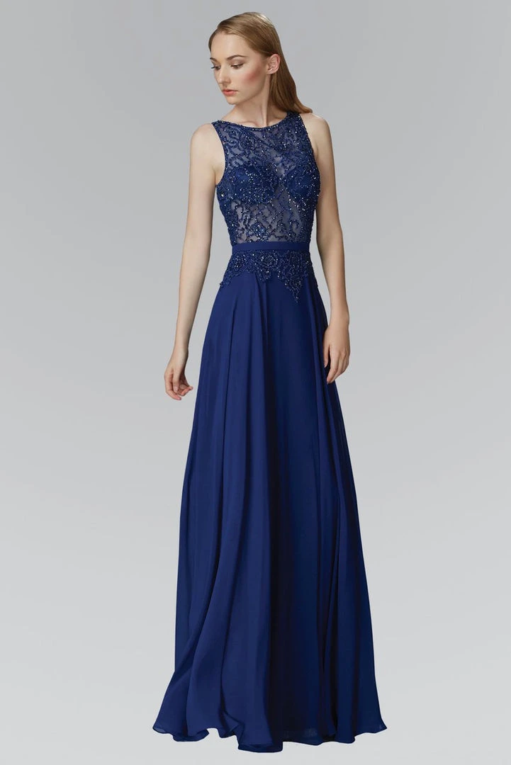 Formal Gowns Elizabeth K - GL2103 Embellished Jewel Neck A-Line Dress 3 Formal Gowns Elizabeth K - GL2103 Embellished Jewel Neck A-Line Dress
