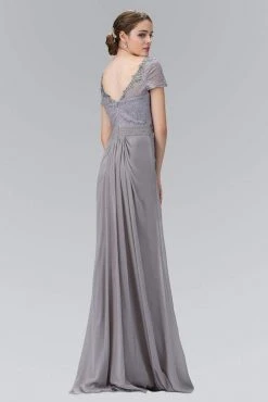Elizabeth K - GL2105 Laced Bateau Neck Dress Formal Gowns