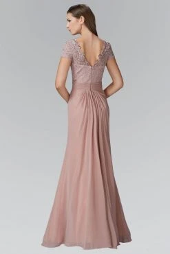 Elizabeth K - GL2105 Laced Bateau Neck Dress Formal Gowns