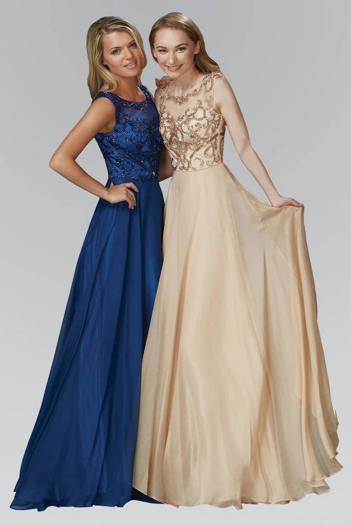 Formal Gowns Elizabeth K - GL2106 Beaded Scoop Neck A-Line Gown 3 Formal Gowns Elizabeth K - GL2106 Beaded Scoop Neck A-Line Gown