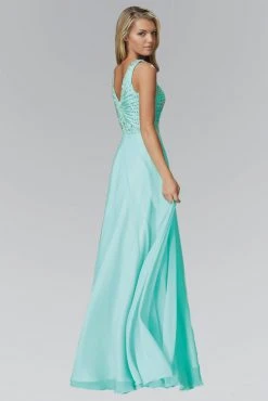 Formal Gowns Elizabeth K - GL2115 Beaded V-Neck A-Line Dress