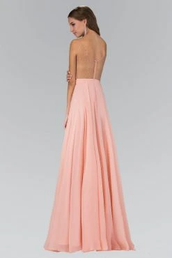 Elizabeth K - GL2116 Bejeweled V-Neck Chiffon Gown Formal Gowns 6 Elizabeth K - GL2116 Bejeweled V-Neck Chiffon Gown Formal Gowns