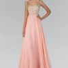 Elizabeth K - GL2116 Bejeweled V-Neck Chiffon Gown Formal Gowns