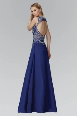 Elizabeth K - GL2118 Embellished Illusion High Neck A-Line Gown Formal Gowns