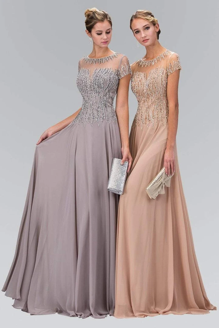Elizabeth K - GL2126 Trellis Illusion Chiffon A-Line Gown Formal Gowns 3 Elizabeth K - GL2126 Trellis Illusion Chiffon A-Line Gown Formal Gowns