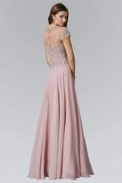 Elizabeth K - GL2126 Trellis Illusion Chiffon A-Line Gown Formal Gowns 5 Elizabeth K - GL2126 Trellis Illusion Chiffon A-Line Gown Formal Gowns