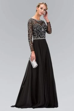 Elizabeth K - GL2129 Jewel Embellished Bateau Neck Gown Formal Gowns
