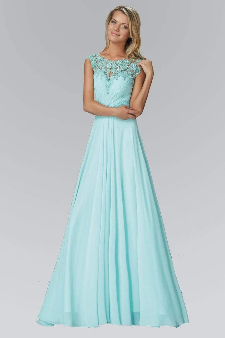 Elizabeth K - GL2136 Laced Bateau Neck A-Line Chiffon Dress Formal Gowns 5 Elizabeth K - GL2136 Laced Bateau Neck A-Line Chiffon Dress Formal Gowns