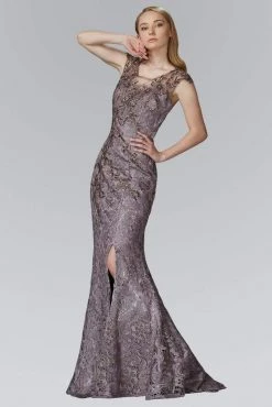 Elizabeth K - GL2140 Laced Scoop Neck Mermaid Gown Formal Gowns