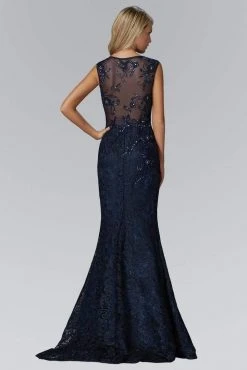 Elizabeth K - GL2140 Laced Scoop Neck Mermaid Gown Formal Gowns