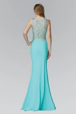 Elizabeth K - GL2146 Beaded Bateau Neck Trumpet Gown Formal Gowns