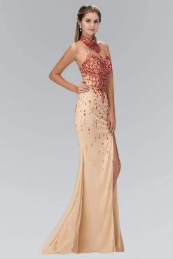 Elizabeth K - GL2147 Jeweled High Neck Trumpet Gown Formal Gowns