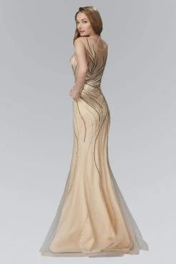Elizabeth K - GL2150 Embellished Jewel Neck Trumpet Gown