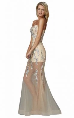 Formal Gowns Elizabeth K - GL2152 Embellished Strapless Sweetheart Sheer Gown