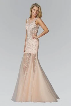 Elizabeth K - GL2153 Beaded Scoop Neck Trumpet Gown Formal Gowns