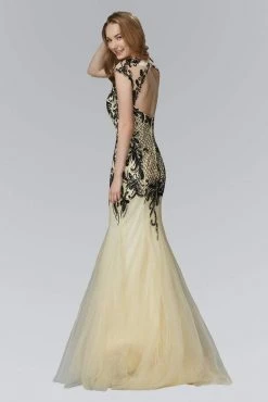 Elizabeth K - GL2169 V-neckline With Open Back Beaded Gown Formal Gowns 5 Elizabeth K - GL2169 V-neckline With Open Back Beaded Gown Formal Gowns