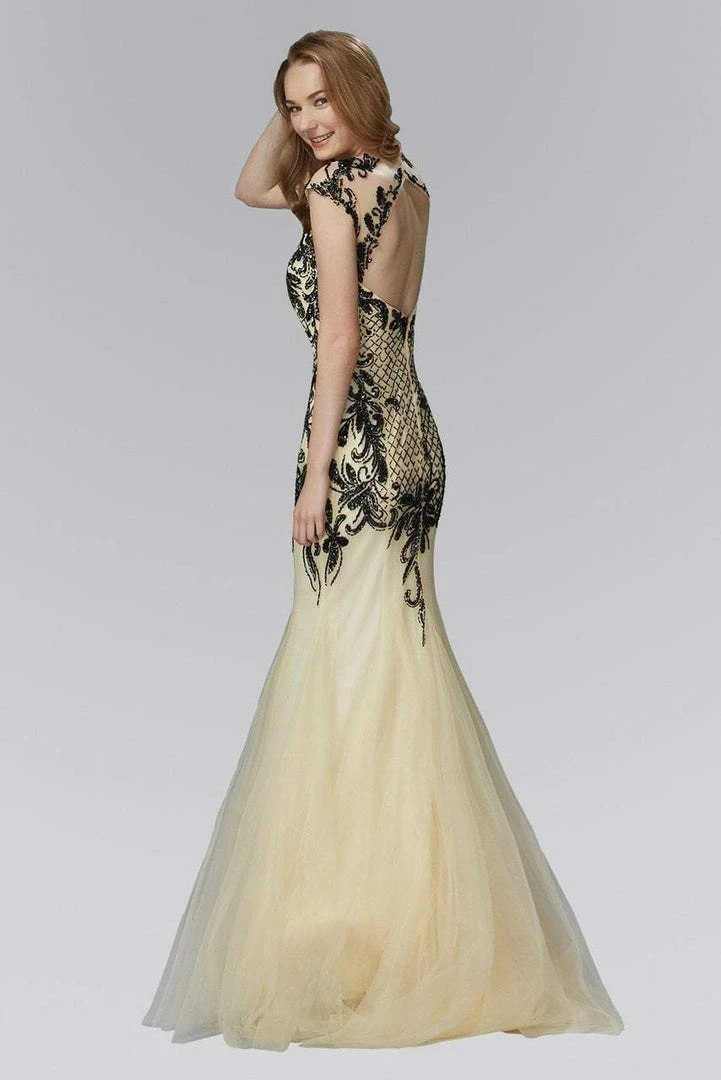 Elizabeth K - GL2169 V-neckline With Open Back Beaded Gown Formal Gowns 4 Elizabeth K - GL2169 V-neckline With Open Back Beaded Gown Formal Gowns