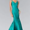 Elizabeth K GL2212 Sculpted V-Neck Mikado Trumpet Gown In Black - 1 Pc Green In Size 2XL Available Formal Gowns