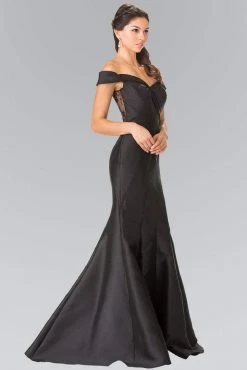 Elizabeth K - GL2213 Laced Off-Shoulder Mikado Mermaid Dress Formal Gowns