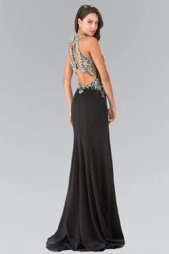 Elizabeth K - GL2221 Beaded High Neck Jersey Evening Gown Formal Gowns