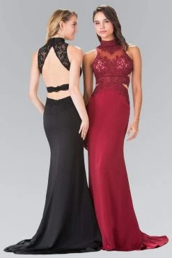 Elizabeth K - GL2225 Bead Embellished High Neck Sheath Gown Formal Gowns 9 Elizabeth K - GL2225 Bead Embellished High Neck Sheath Gown Formal Gowns