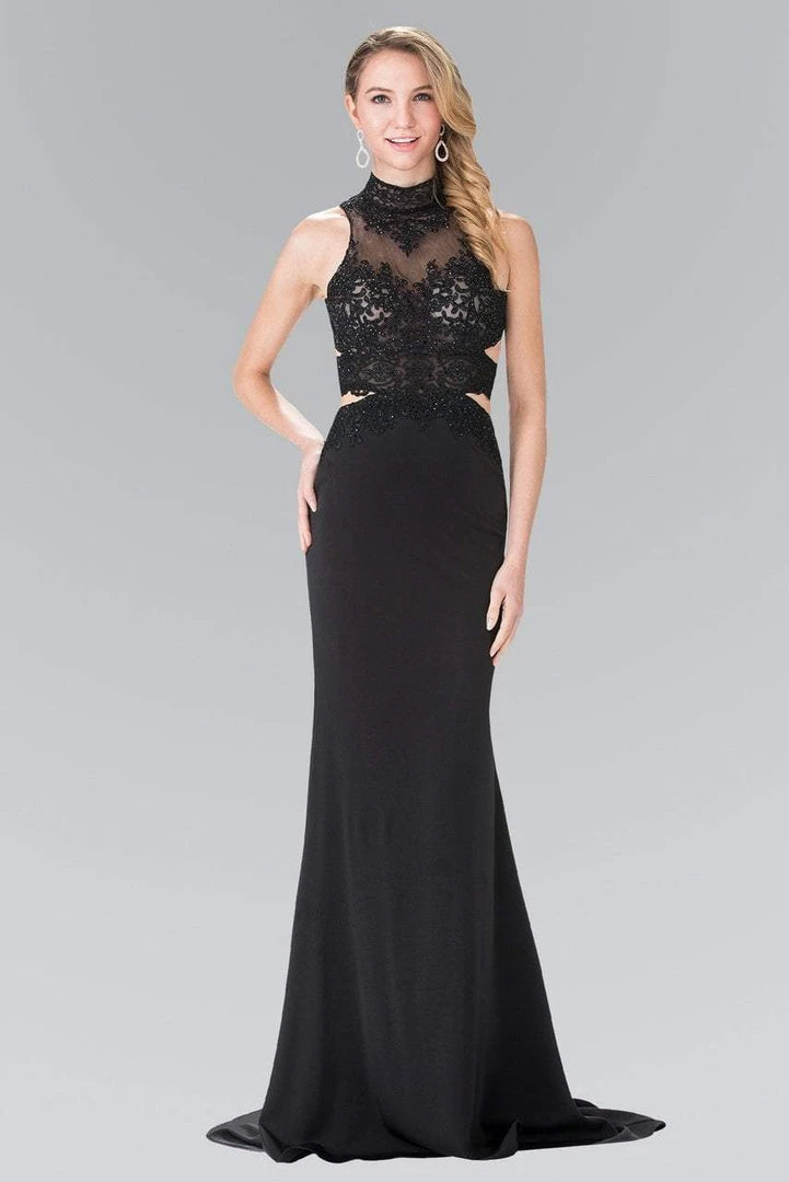 Elizabeth K - GL2225 Bead Embellished High Neck Sheath Gown Formal Gowns 3 Elizabeth K - GL2225 Bead Embellished High Neck Sheath Gown Formal Gowns