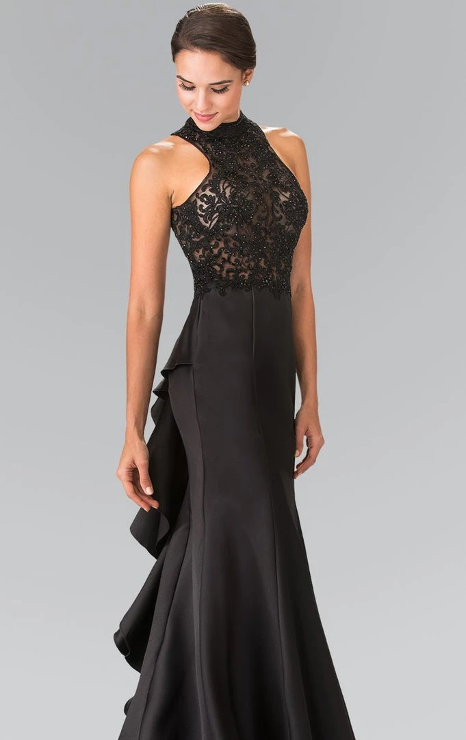 Elizabeth K - GL2227 Embellished High Neck Mikado Trumpet Dress Formal Gowns 6 Elizabeth K - GL2227 Embellished High Neck Mikado Trumpet Dress Formal Gowns