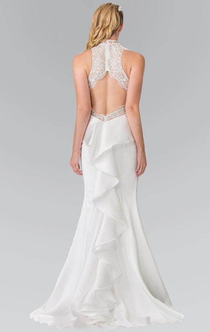 Elizabeth K - GL2227 Embellished High Neck Mikado Trumpet Dress Formal Gowns 4 Elizabeth K - GL2227 Embellished High Neck Mikado Trumpet Dress Formal Gowns