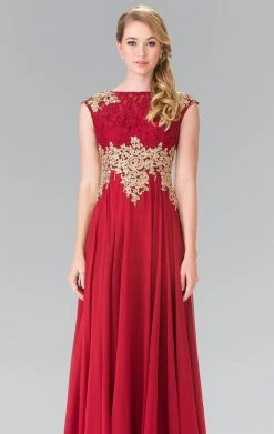 Formal Gowns Elizabeth K - GL2228 Embellished Bateau Chiffon A-Line Dress 13 Formal Gowns Elizabeth K - GL2228 Embellished Bateau Chiffon A-Line Dress