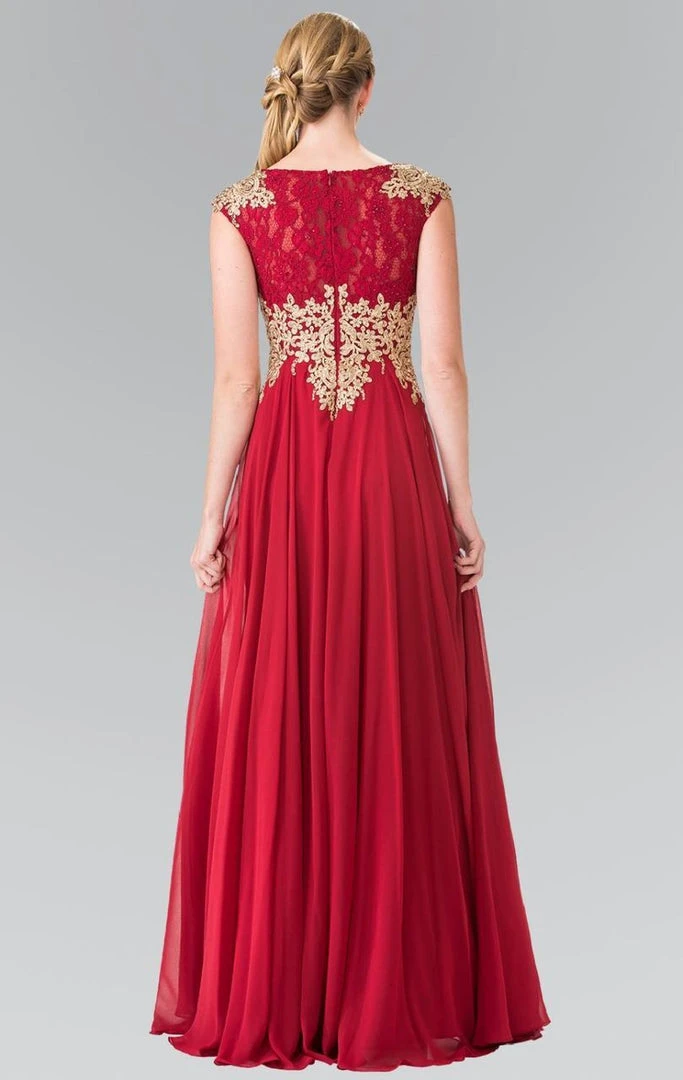 Formal Gowns Elizabeth K - GL2228 Embellished Bateau Chiffon A-Line Dress 6 Formal Gowns Elizabeth K - GL2228 Embellished Bateau Chiffon A-Line Dress