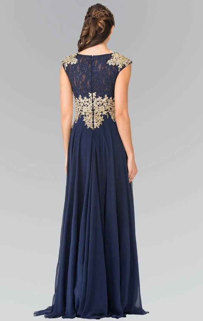 Formal Gowns Elizabeth K - GL2228 Embellished Bateau Chiffon A-Line Dress 9 Formal Gowns Elizabeth K - GL2228 Embellished Bateau Chiffon A-Line Dress
