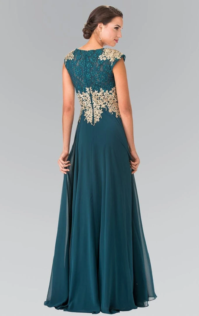 Formal Gowns Elizabeth K - GL2228 Embellished Bateau Chiffon A-Line Dress 4 Formal Gowns Elizabeth K - GL2228 Embellished Bateau Chiffon A-Line Dress